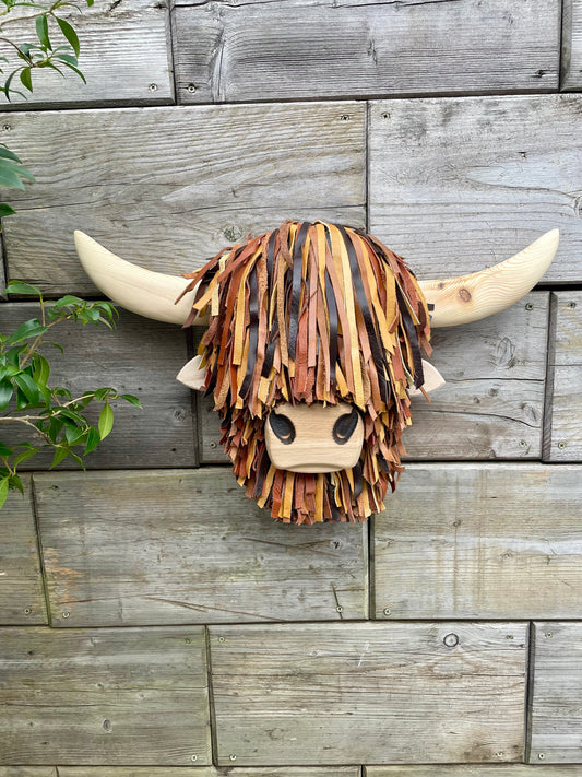 Wall Mounted Brown Highland Cows Head