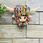 Wall Mounted Multi-coloured Highland Cow Head