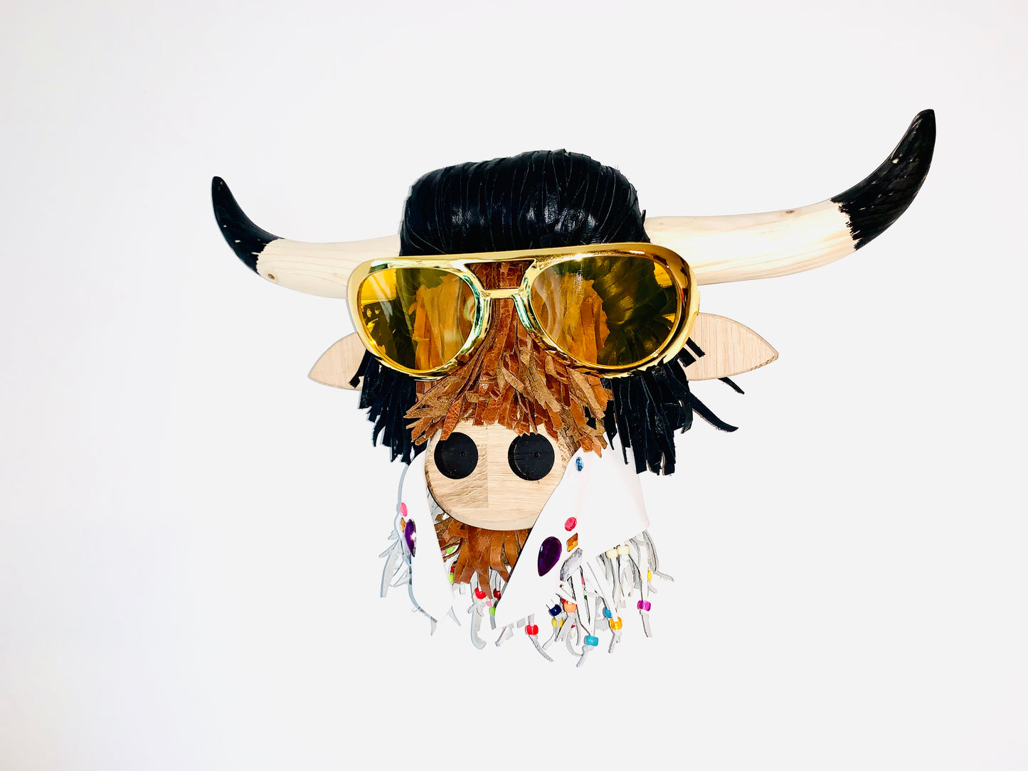 Wall Mounted Elvis Presley Style Highland Cow