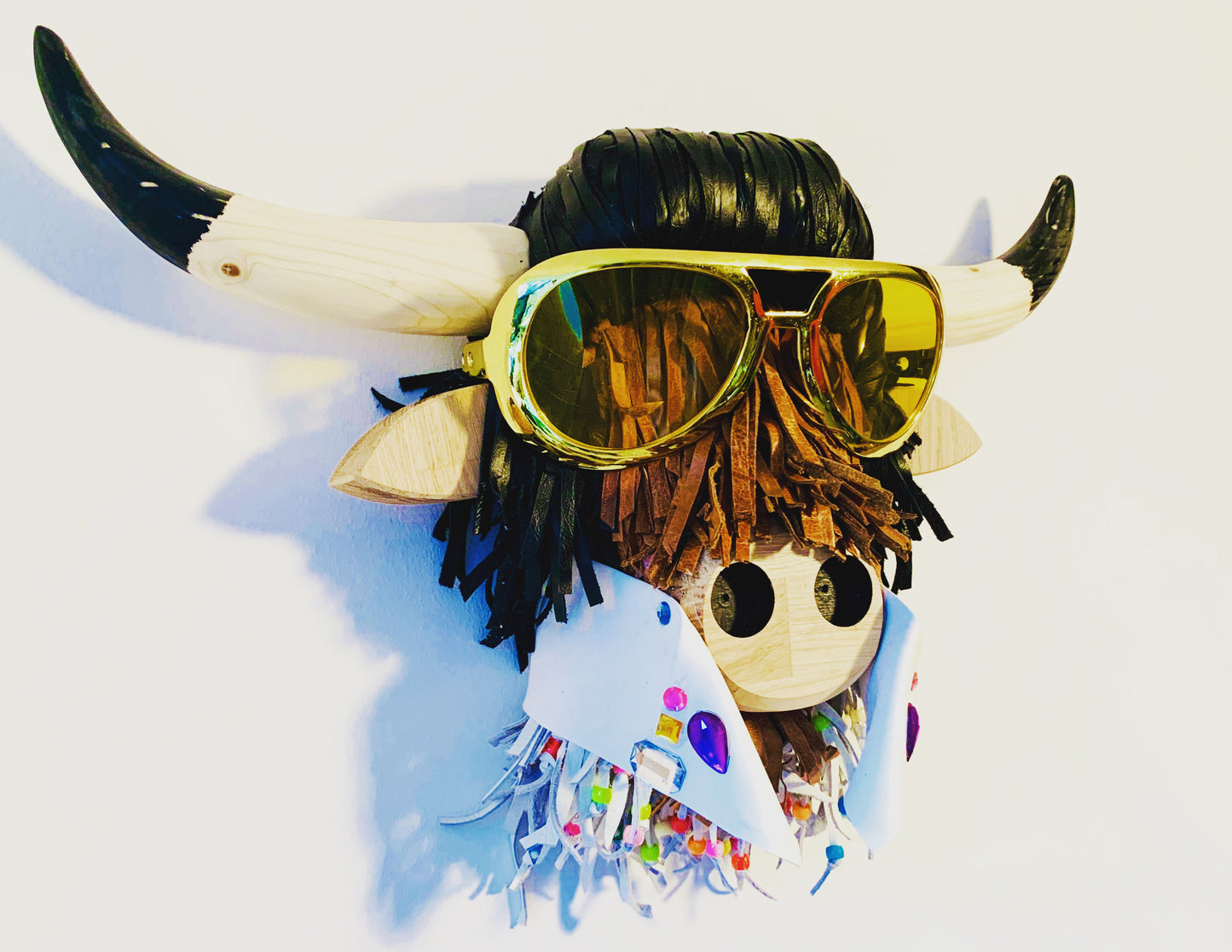 Wall Mounted Elvis Presley Style Highland Cow