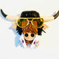 Wall Mounted Elvis Presley Style Highland Cow