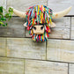 Wall Mounted Multi-coloured Highland Cow Head