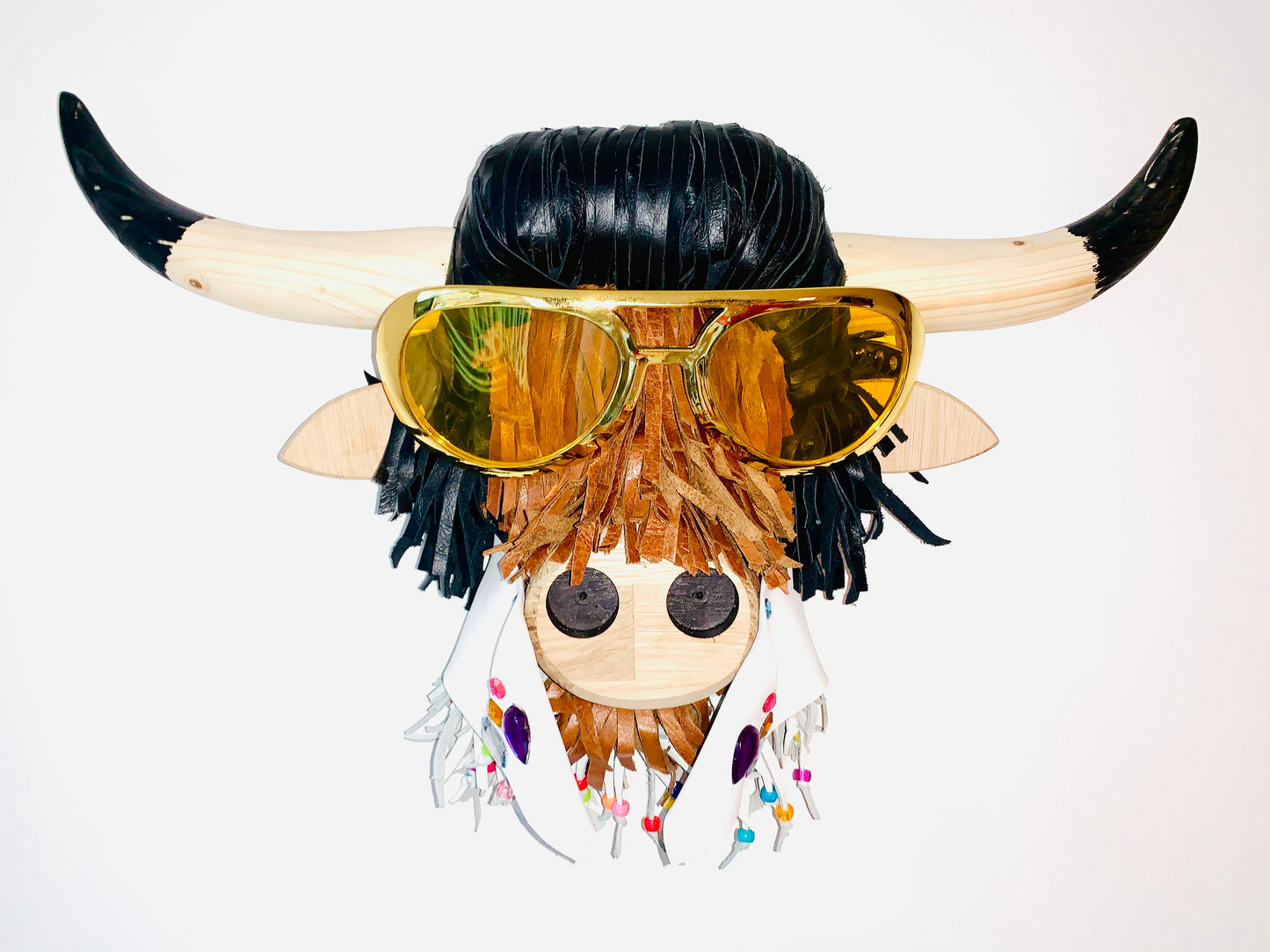 Wall Mounted Elvis Presley Style Highland Cow