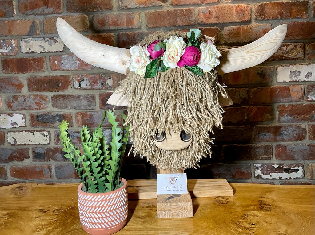 Wall Mounted Jute Highland Cow Head