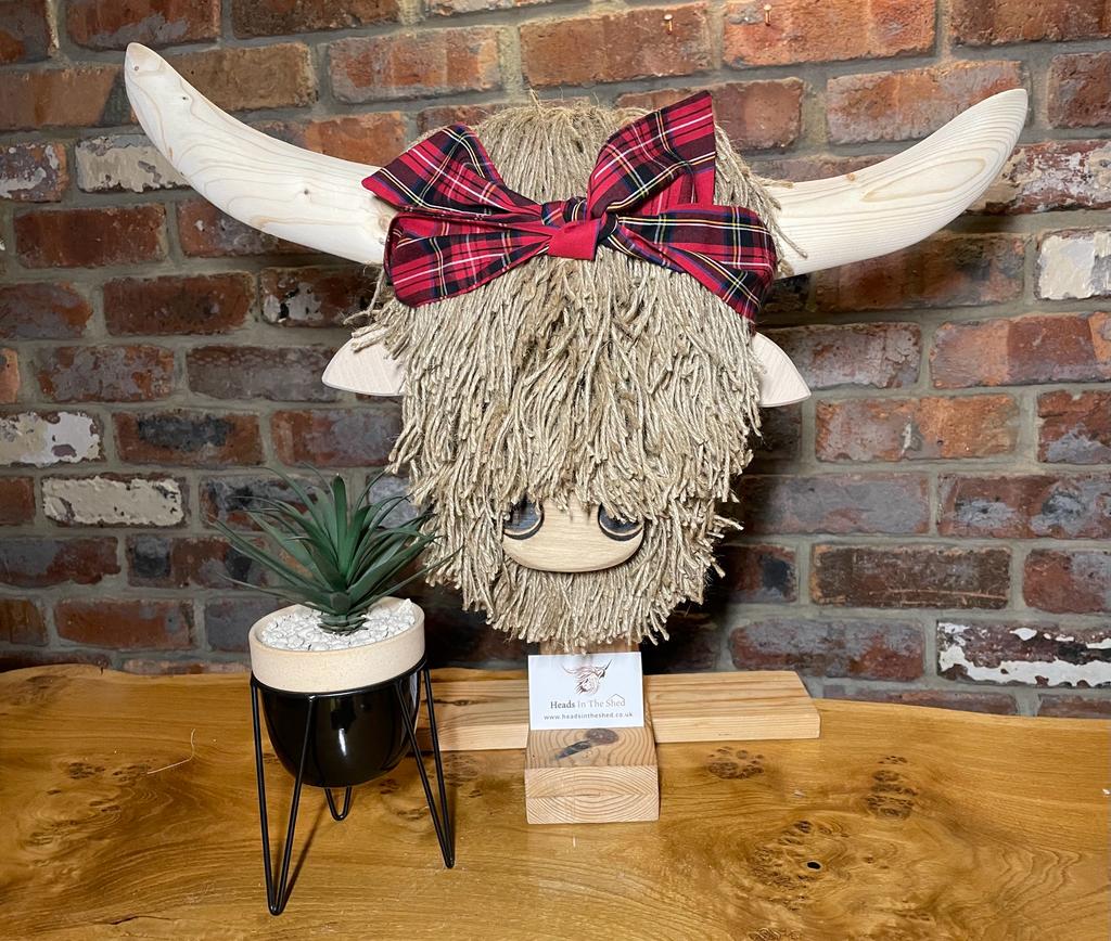 Wall Mounted Jute Highland Cow Head