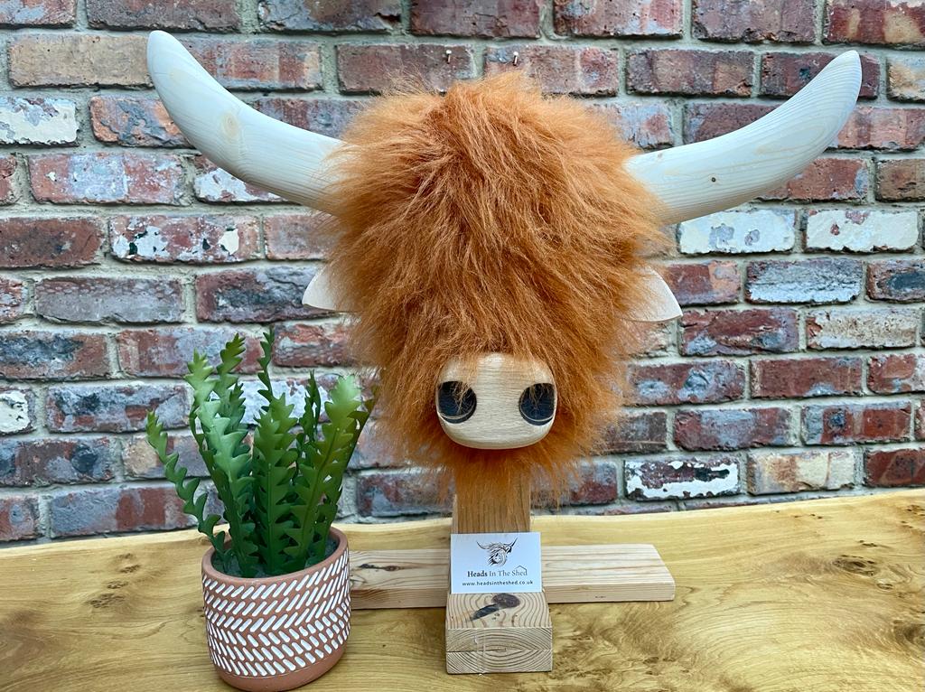 Wall Mounted Vegan Faux Fur Highland Cow Head